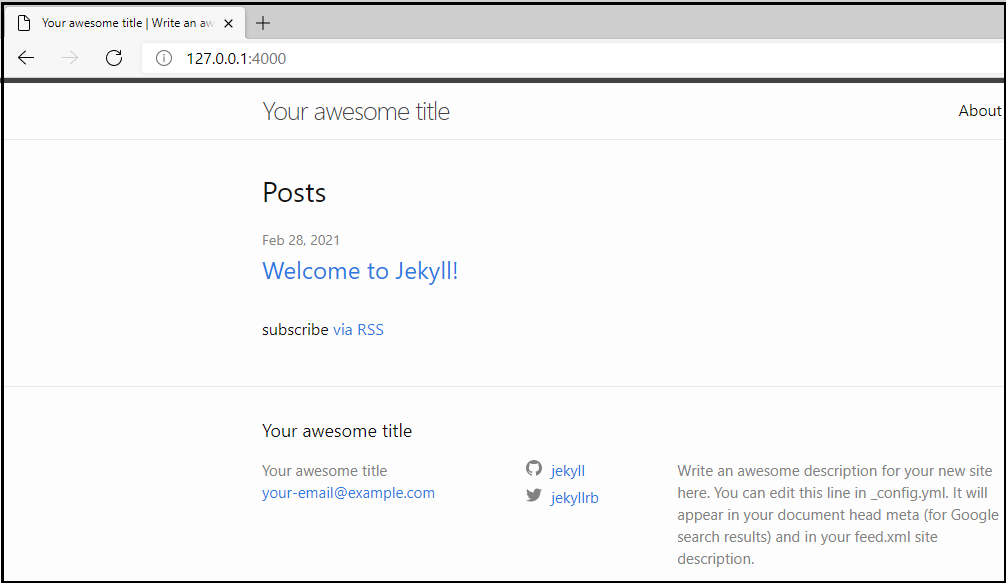Jekyll default site's home page.